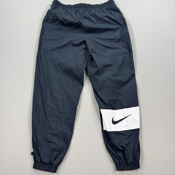 Y2K Nike Track Pants Men's Large Black Big Swoosh Logo Patch Drawstring - Picture 2 of 5